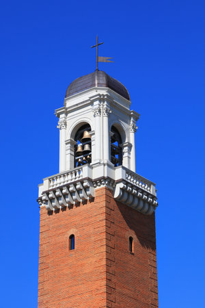 Close up shot of bell tower of churchのeditorial素材