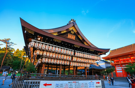 Kyoto, Japan - August 9, 2019: 1350 years old Yasaka shrine in Kyoto city, Japanのeditorial素材
