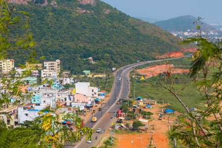 Visakhapatnam, INDIA - December 8, 2015 : Suburbs of Visakhapatnam city which is largest city in newly bifurcated Andhra Pradesh state in India.のeditorial素材