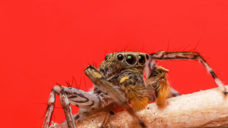 Close up shot of Jumping Spider on a stick
