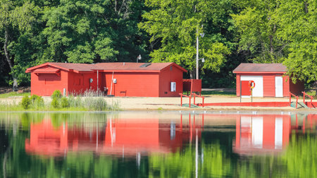Small beach house at Fowler park in Indianaのeditorial素材