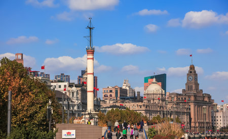 Shanghai, China - November, 04, 2019: Old meteorological signal tower  is a 36.8m tall  signal...