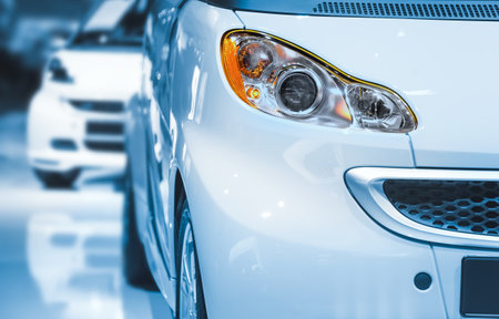 Close up shot of car head lamp with blinkersの写真素材