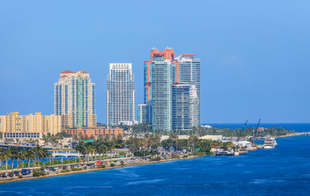 Miami, Florida-July 3,2017: Miami city is a major tourism hub for international visitors, ranking second in the country after New York Cityのeditorial素材