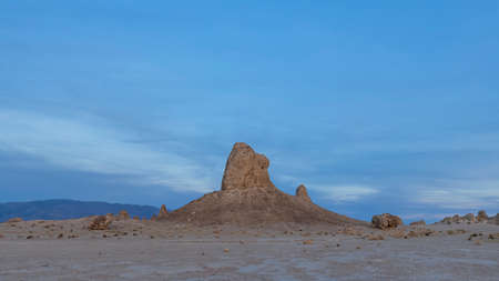 Landforms of Trona pinnacle shot in blue hour , Located at Searles valley in California.の写真素材