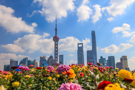Shanghai - China - November 5,2019: pearl tower was the tallest structure in China from 1994â2007.のeditorial素材