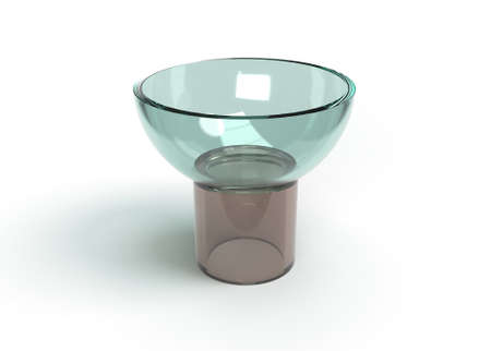 3d rendering of shiny glass bowl on white backgroundの写真素材