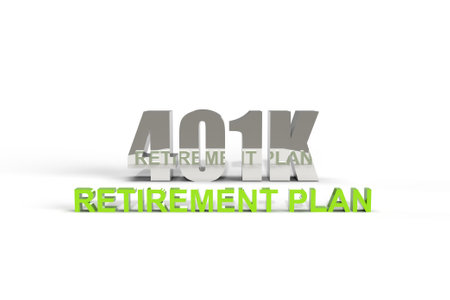 3D Rendering of 401K retirement plan text concept of planning for retirement.の写真素材