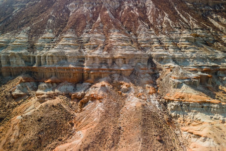 Sandstone rock formations at Red rock canyon state park in California.の写真素材