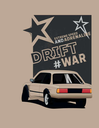 drift car vector art for sticker or posterのイラスト素材