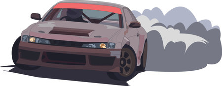 drift car vector art for sticker or posterのイラスト素材