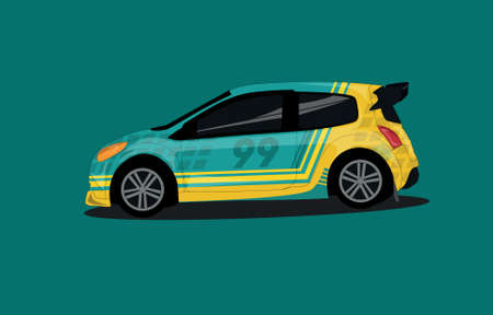 racing car livery, vector art for sticker or automotive posterのイラスト素材