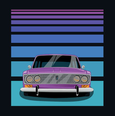 old russian classic tuning carのイラスト素材