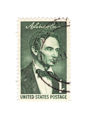 A commemorative vintage US stamp of president Abraham Lincolnのeditorial素材