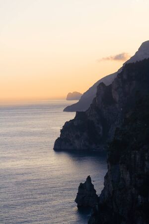 A  sunset along Amalfi coast,Italyの写真素材
