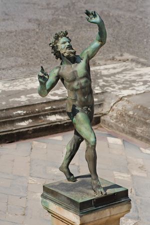 Antique statue of a Satyr, from Pompeii, Italy.の写真素材