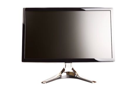 Isolated black flat LCD monitor on a white backgroundの写真素材