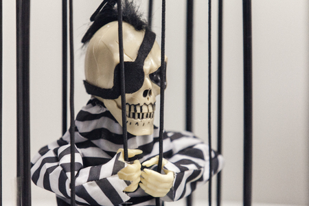 Skeleton toy in a prisonの写真素材