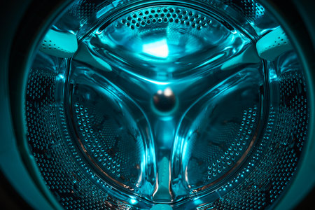 Inside washer in a blue light, future, sci-fi, conceptの写真素材