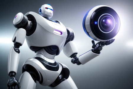 AI robot on creative clear background, super realistic, highly detailed, generative aiの素材