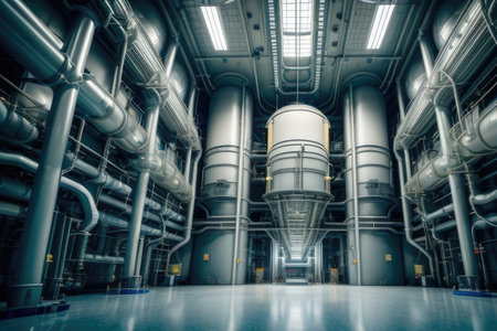 Inside a nuclear reactor in a power plant or science instituteの素材