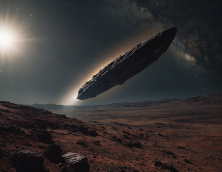 Oumuamua approaching Sun in open spaceの素材
