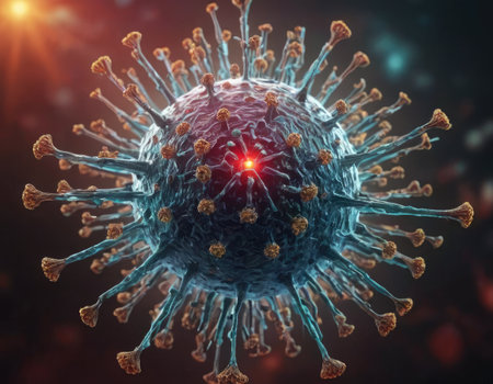 illustration of a virus, macro closeup viewの素材