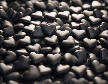 Heap from many small black hearts. Valentine day design concept. Love backgroundの素材