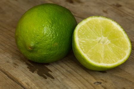 Lime on an old wooden table