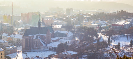 View of the old city. Panorama with church. Brno Czech Republic.