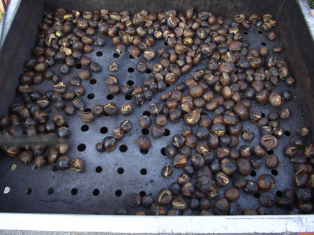 Hot delicious roasted chestnuts.の写真素材