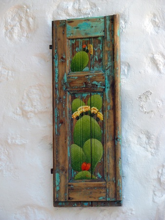 old casement on the wallの写真素材