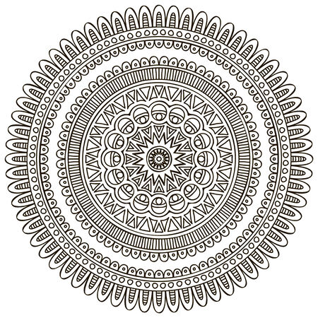 Mandala. Round Ornament Pattern. Vintage decorative elements. Hand drawn background. Islam, Arabic, Indian, ottoman motifs.のイラスト素材