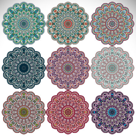 Mandala. Round Ornament Pattern. Vintage decorative elements. Hand drawn background. Islam, Arabic, Indian, ottoman motifs.のイラスト素材