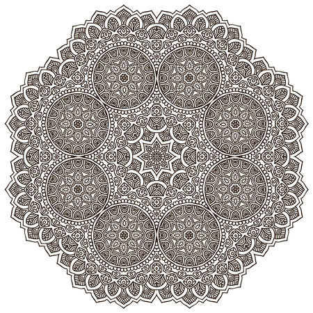 Mandala. Round Ornament Pattern. Vintage decorative elements. Hand drawn background. Islam, Arabic, Indian, ottoman motifs.のイラスト素材