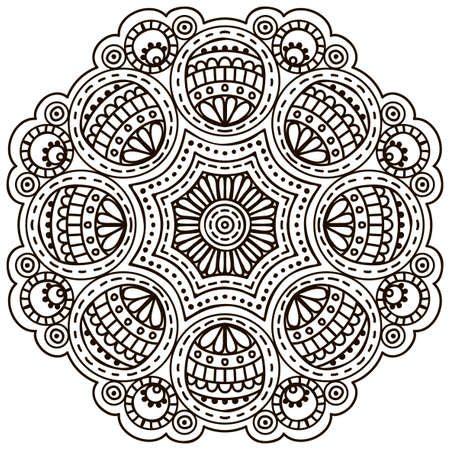 Mandala. Round Ornament Pattern. Vintage decorative elements. Hand drawn background. Islam, Arabic, Indian, ottoman motifs.のイラスト素材