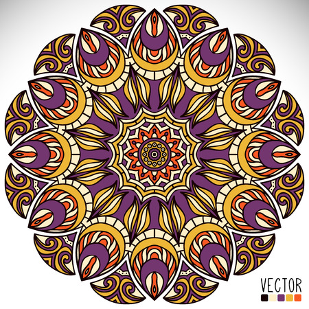 Mandala. Round Ornament Pattern. Vintage decorative elements. Hand drawn background. Islam, Arabic, Indian, ottoman motifs.のイラスト素材
