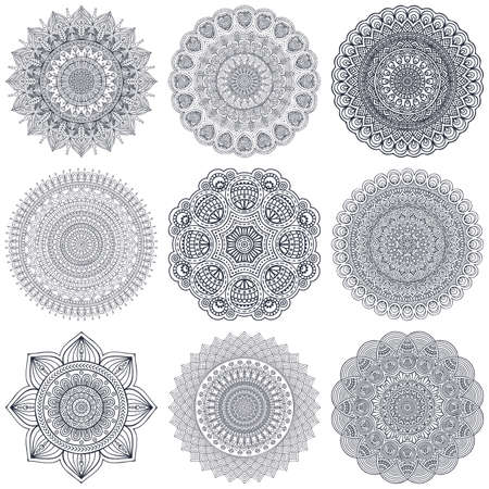 Mandala. Round Ornament Pattern. Vintage decorative elements. Hand drawn background. Islam, Arabic, Indian, ottoman motifs.のイラスト素材