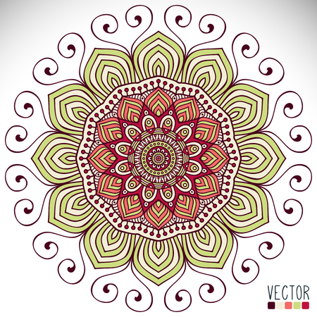 Mandala. Round Ornament Pattern. Vintage decorative elements. Hand drawn background. Islam, Arabic, Indian, ottoman motifs.のイラスト素材