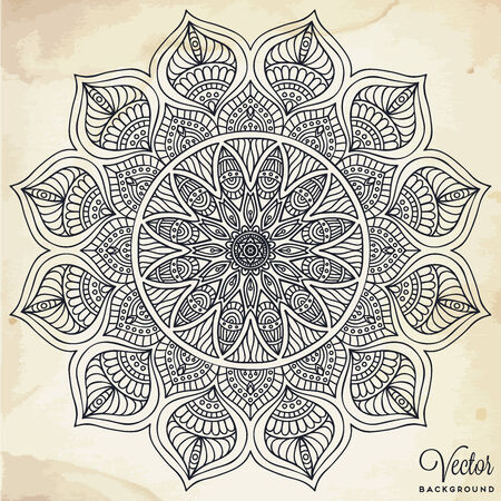 Mandala. Round Ornament Pattern. Vintage decorative elements. Hand drawn background. Islam, Arabic, Indian, ottoman motifs.のイラスト素材