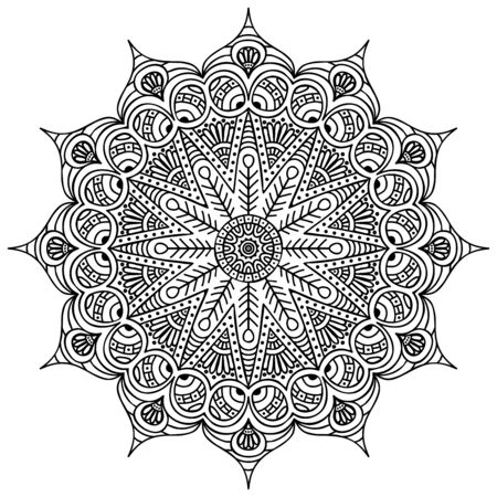 Mandala. Round Ornament Pattern. Vintage decorative elements. Hand drawn background. Islam, Arabic, Indian, ottoman motifs.のイラスト素材