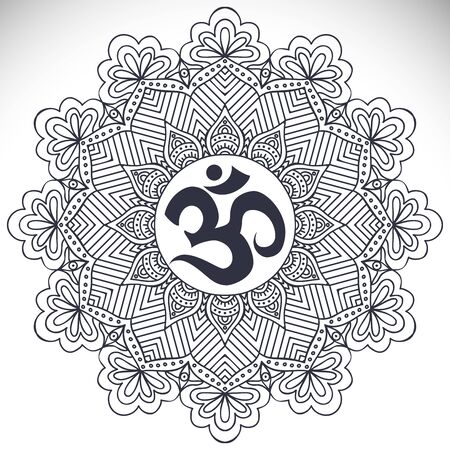Mandala. Ethnic decorative elements. Hand drawn background. Islam, Arabic, Indian, ottoman motifs.のイラスト素材