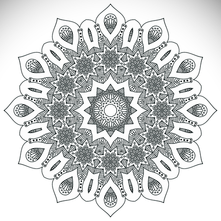 Mandala. Ethnic decorative elements. Hand drawn background. Islam, Arabic, Indian, ottoman motifs.のイラスト素材