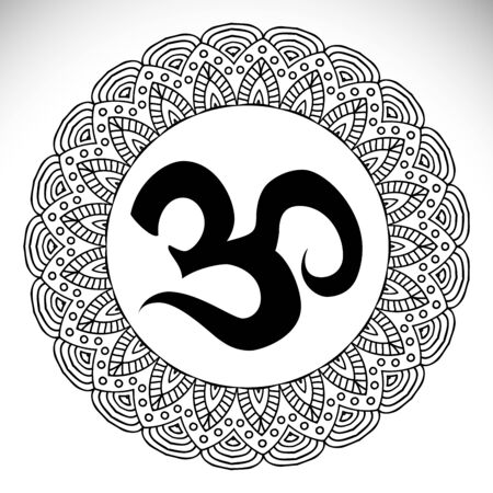 Mandala. Ethnic decorative elements. Hand drawn background. Islam, Arabic, Indian, ottoman motifs.のイラスト素材