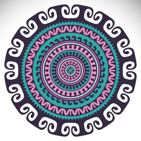 Vector Mandala. Round ornament in ethnic style. Hand drawのイラスト素材