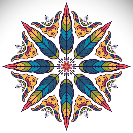 Vector Mandala. Round ornament in ethnic style. Hand drawのイラスト素材