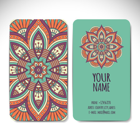 Business card. Vintage decorative elements. Hand drawn backgroundのイラスト素材