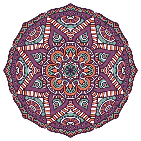 Vector Mandala. Round ornament in ethnic style. Hand drawのイラスト素材