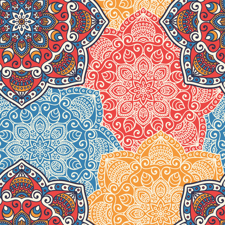 Ethnic floral seamless pattern. Abstract ornamental patternのイラスト素材