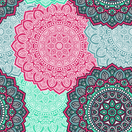 Ethnic floral seamless pattern. Abstract ornamental patternのイラスト素材